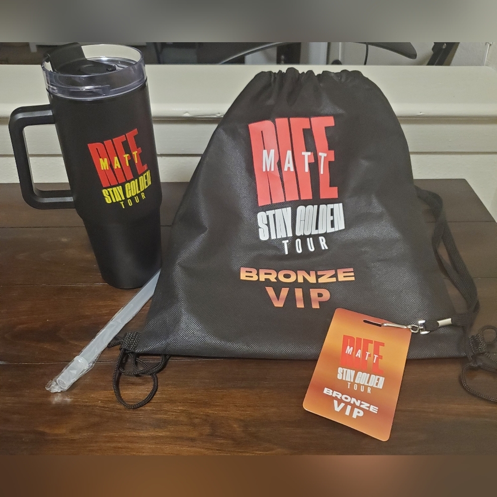 Matt Rife 2025 Stay Golden Tour Swag Bag & Timber Cup
